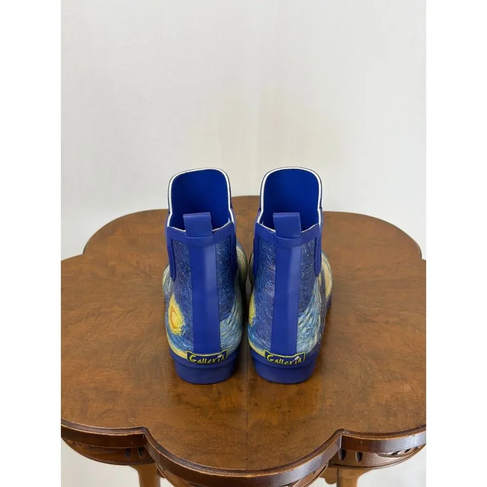 NIB Galleria Rain Boot Van Gogh Starry Night Chelsea Rainboot #0598 SZ 8 - Picture 5 of 8
